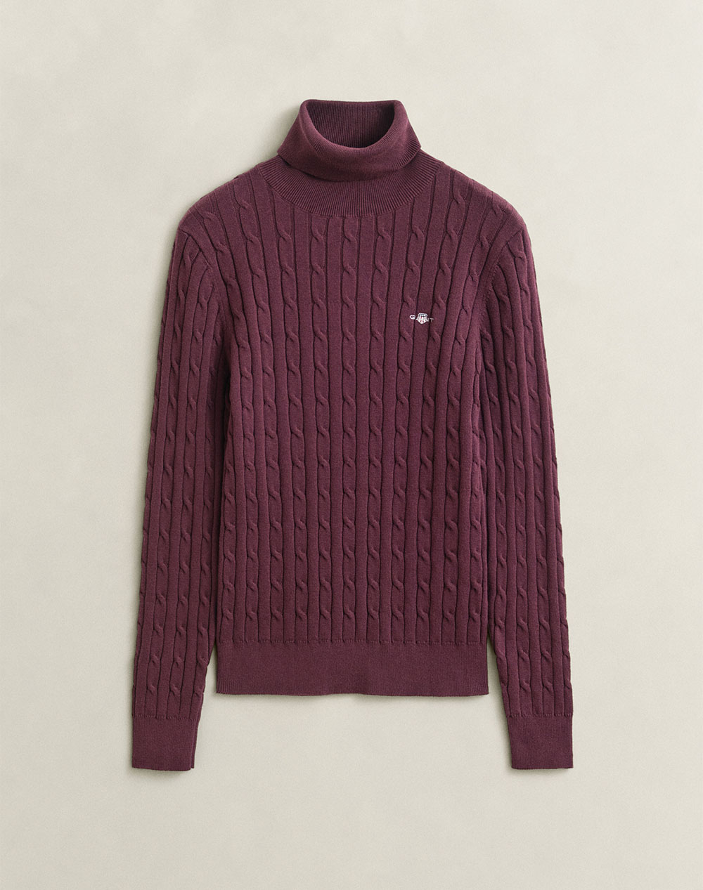 GANT ПУЛОВЕР С ДЪЛЪГ РЪКАВ STRETCH COTTON CABLE TURTLENECK