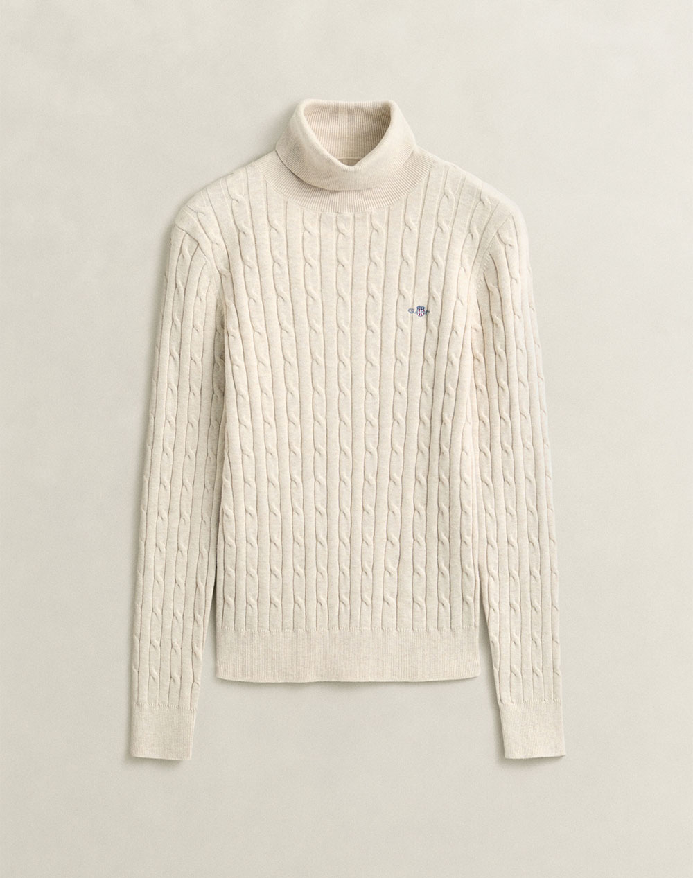 GANT ПУЛОВЕР С ДЪЛЪГ РЪКАВ STRETCH COTTON CABLE TURTLENECK