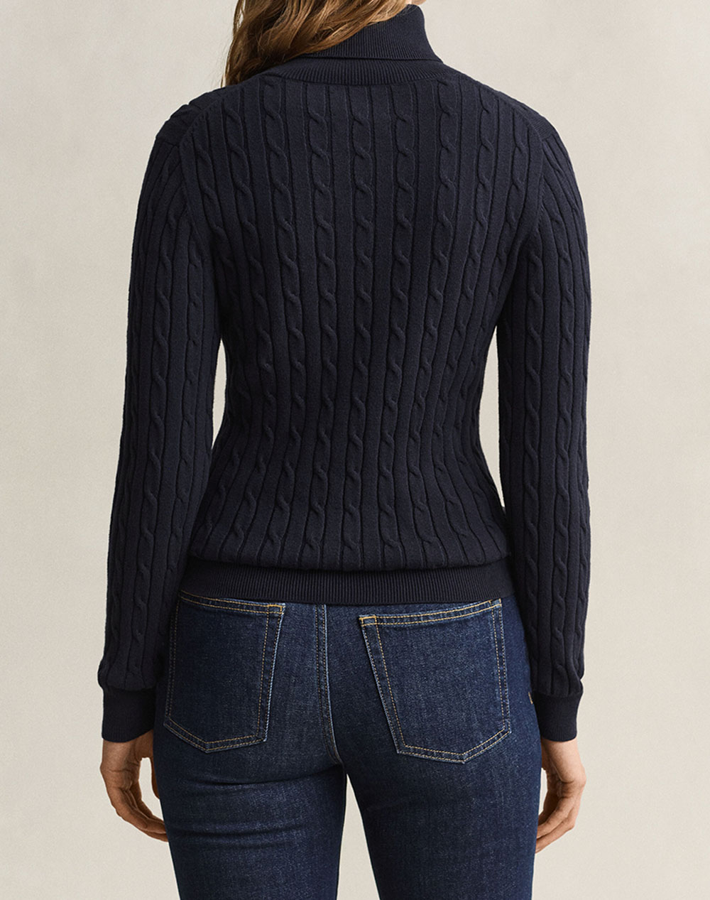 GANT ПУЛОВЕР С ДЪЛЪГ РЪКАВ STRETCH COTTON CABLE TURTLENECK