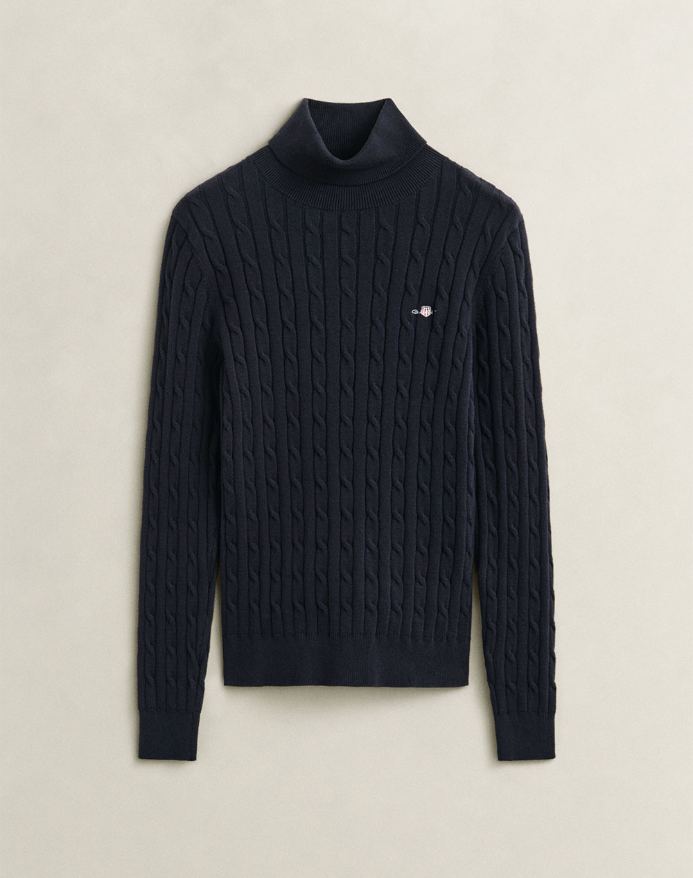 GANT ПУЛОВЕР С ДЪЛЪГ РЪКАВ STRETCH COTTON CABLE TURTLENECK