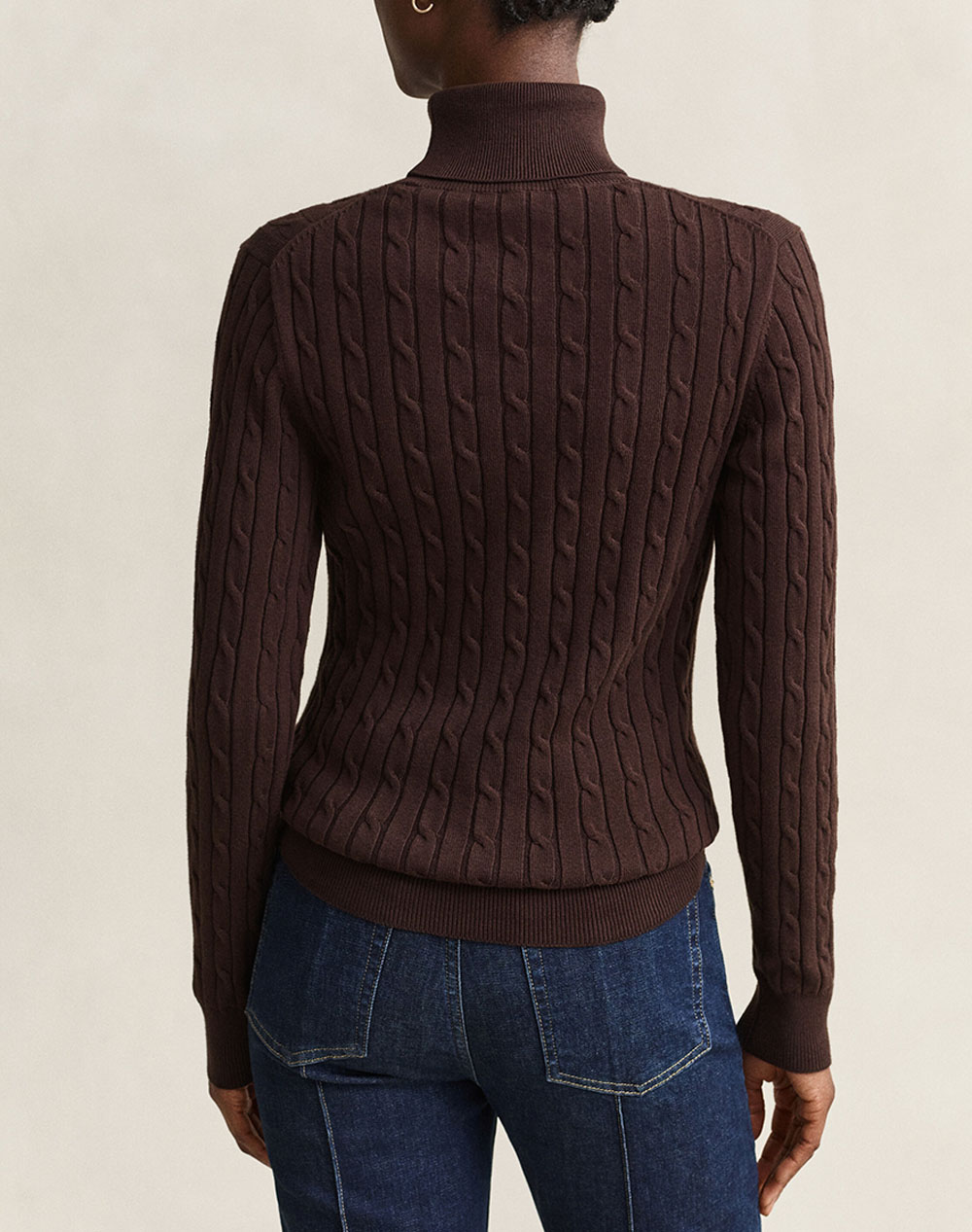 GANT ПУЛОВЕР С ДЪЛЪГ РЪКАВ STRETCH COTTON CABLE TURTLENECK
