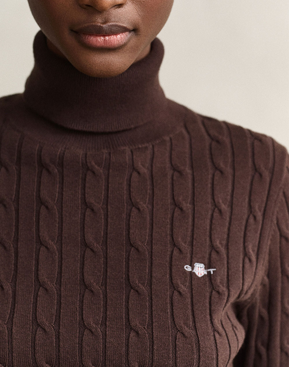 GANT ПУЛОВЕР С ДЪЛЪГ РЪКАВ STRETCH COTTON CABLE TURTLENECK