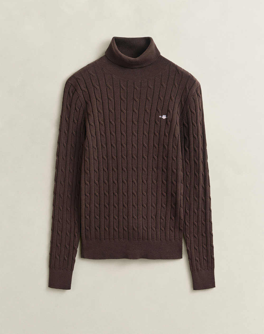 GANT ПУЛОВЕР С ДЪЛЪГ РЪКАВ STRETCH COTTON CABLE TURTLENECK