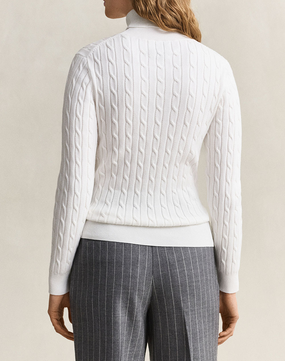 GANT ПУЛОВЕР С ДЪЛЪГ РЪКАВ STRETCH COTTON CABLE TURTLENECK