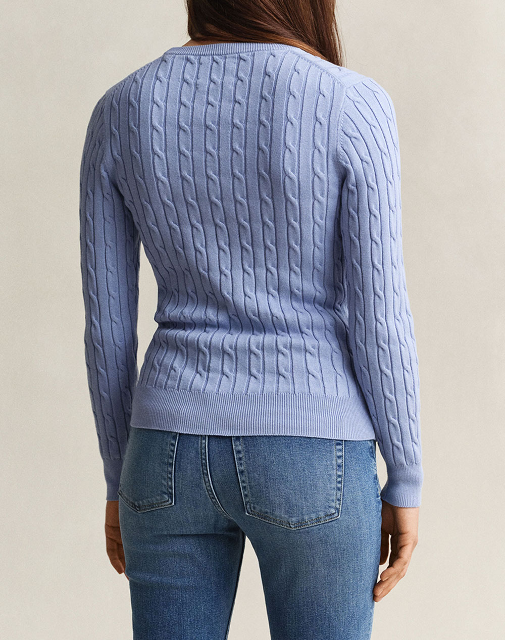 GANT ПУЛОВЕР С ДЪЛЪГ РЪКАВ STRETCH COTTON CABLE C-NECK