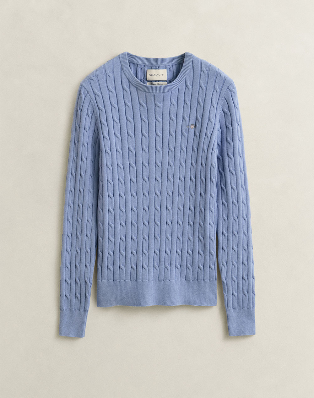 GANT ПУЛОВЕР С ДЪЛЪГ РЪКАВ STRETCH COTTON CABLE C-NECK