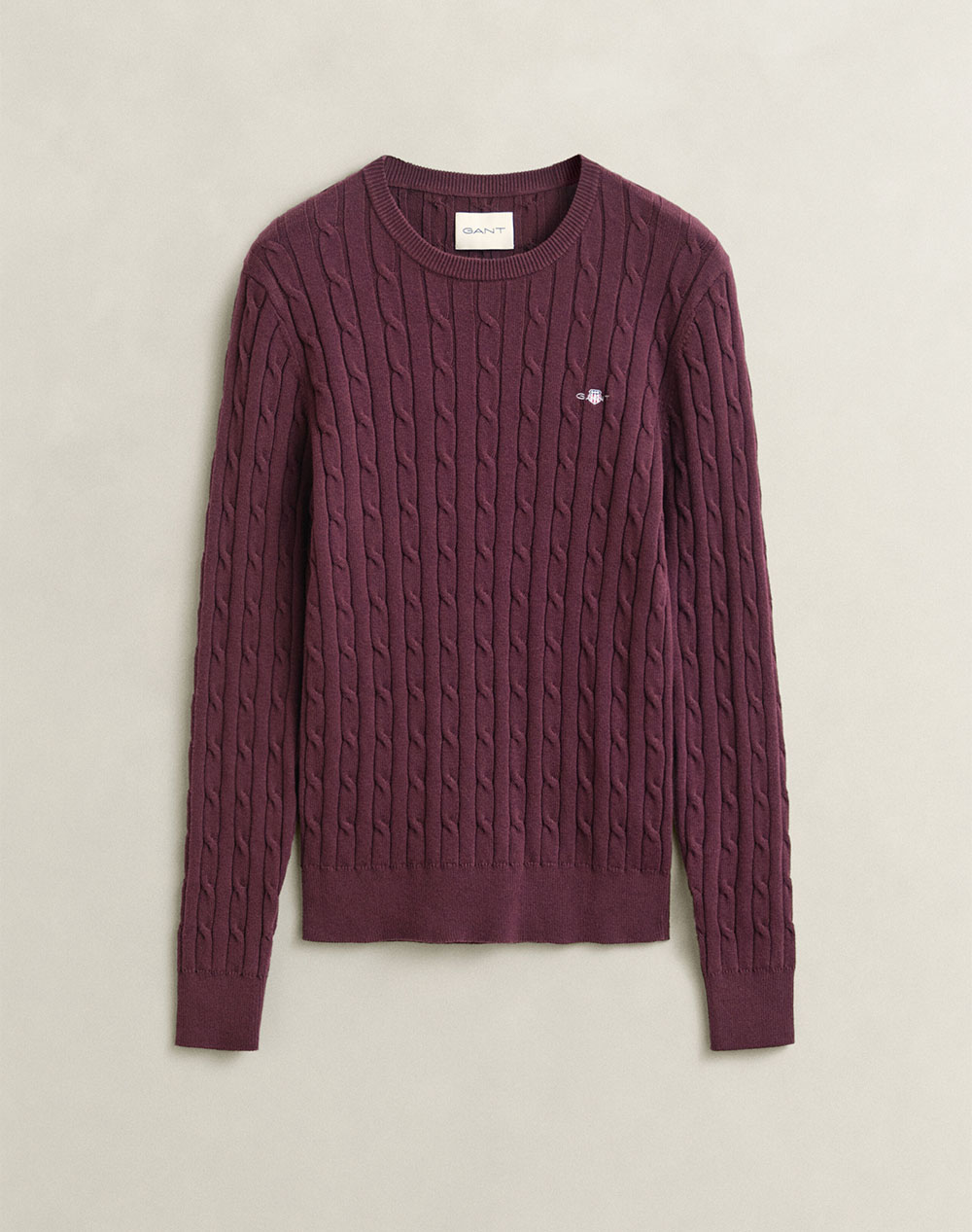 GANT ПУЛОВЕР С ДЪЛЪГ РЪКАВ STRETCH COTTON CABLE C-NECK