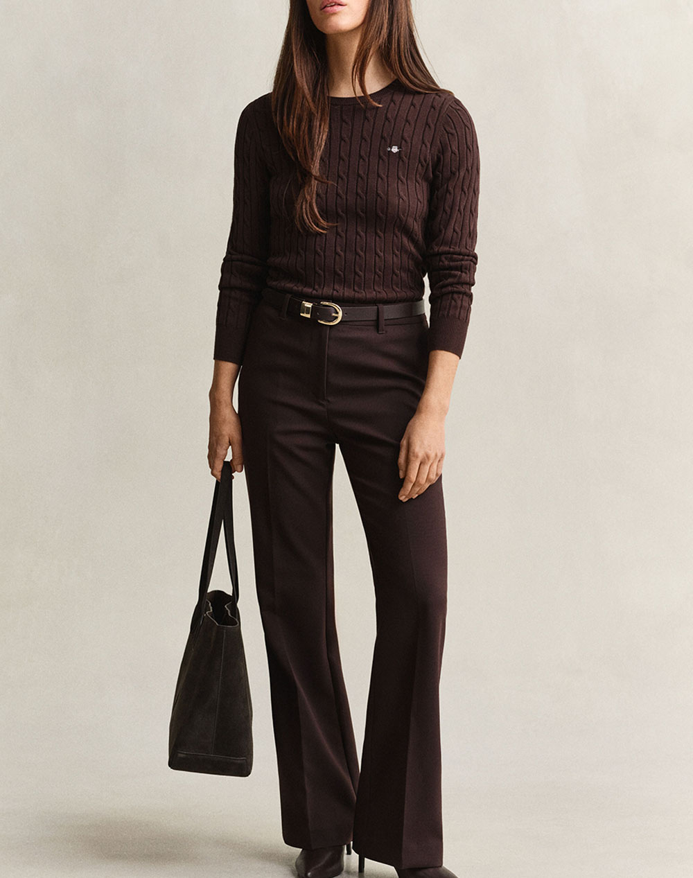 GANT ПУЛОВЕР С ДЪЛЪГ РЪКАВ STRETCH COTTON CABLE C-NECK