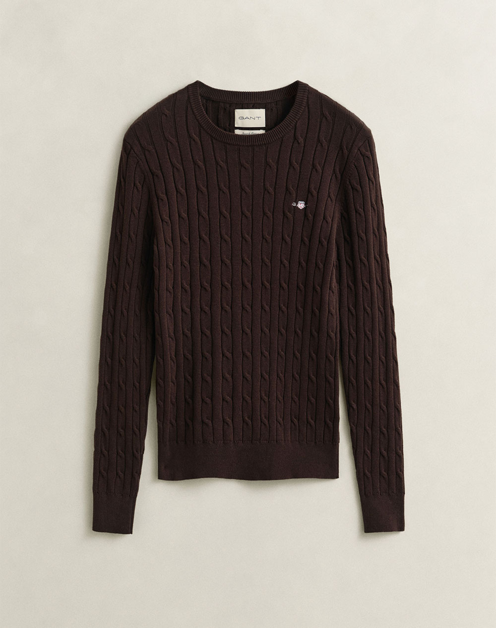 GANT ПУЛОВЕР С ДЪЛЪГ РЪКАВ STRETCH COTTON CABLE C-NECK