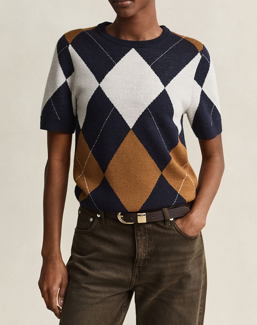 GANT ПУЛОВЕР С КЪС РЪКАВ WOOL ARGYLE C-NECK SS