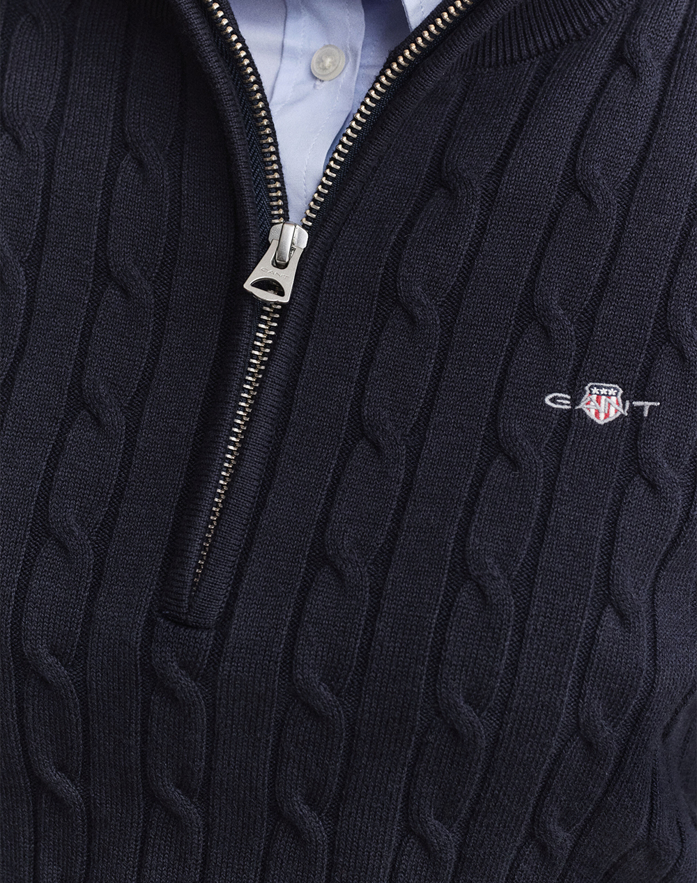 GANT ПУЛОВЕР ДЪЛЪГ РЪКАВ STRETCH COTTON CABLE HALF-ZIP