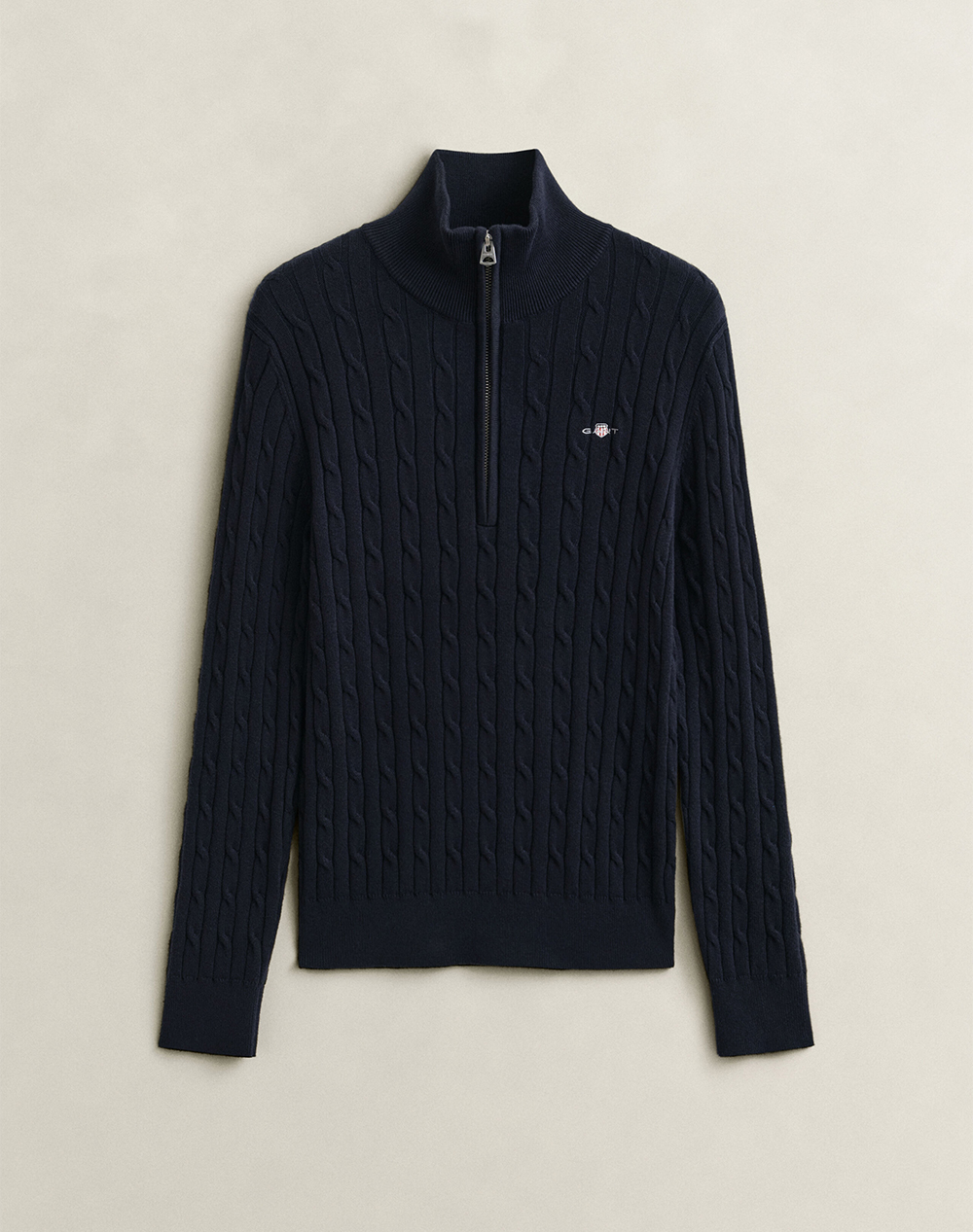 GANT ПУЛОВЕР ДЪЛЪГ РЪКАВ STRETCH COTTON CABLE HALF-ZIP