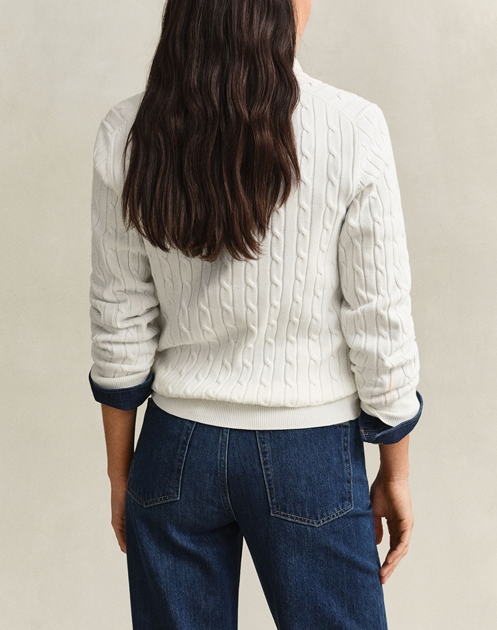 GANT ПУЛОВЕР ДЪЛЪГ РЪКАВ STRETCH COTTON CABLE HALF-ZIP