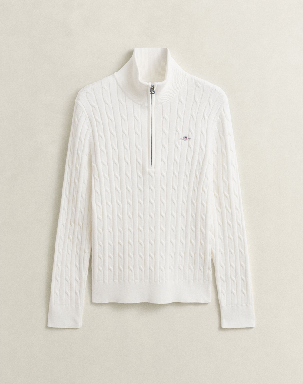 GANT ПУЛОВЕР ДЪЛЪГ РЪКАВ STRETCH COTTON CABLE HALF-ZIP