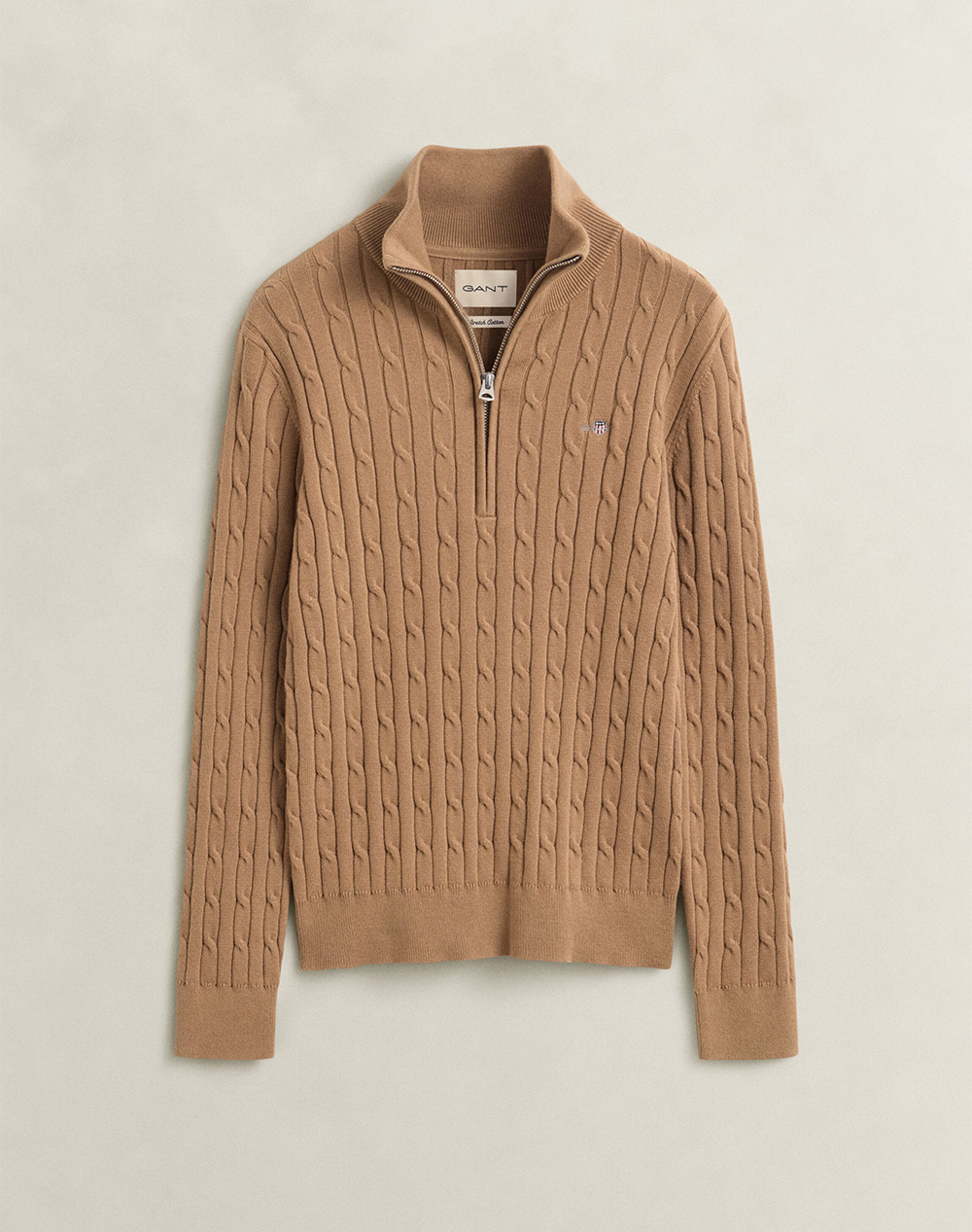 GANT ПУЛОВЕР ДЪЛЪГ РЪКАВ STRETCH COTTON CABLE HALF-ZIP