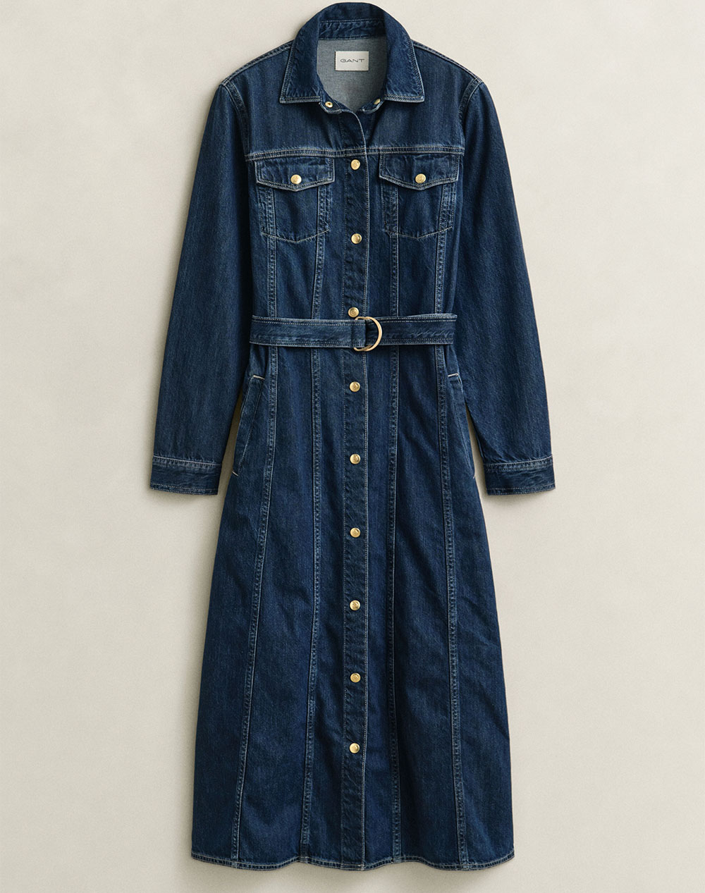 GANT РОКЛЯ BELTED DENIM MIDI DRESS