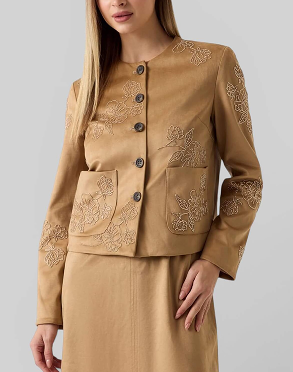 GUESS OCEANE SUEDE BEADING JKT ДАМСКО ЯКЕ