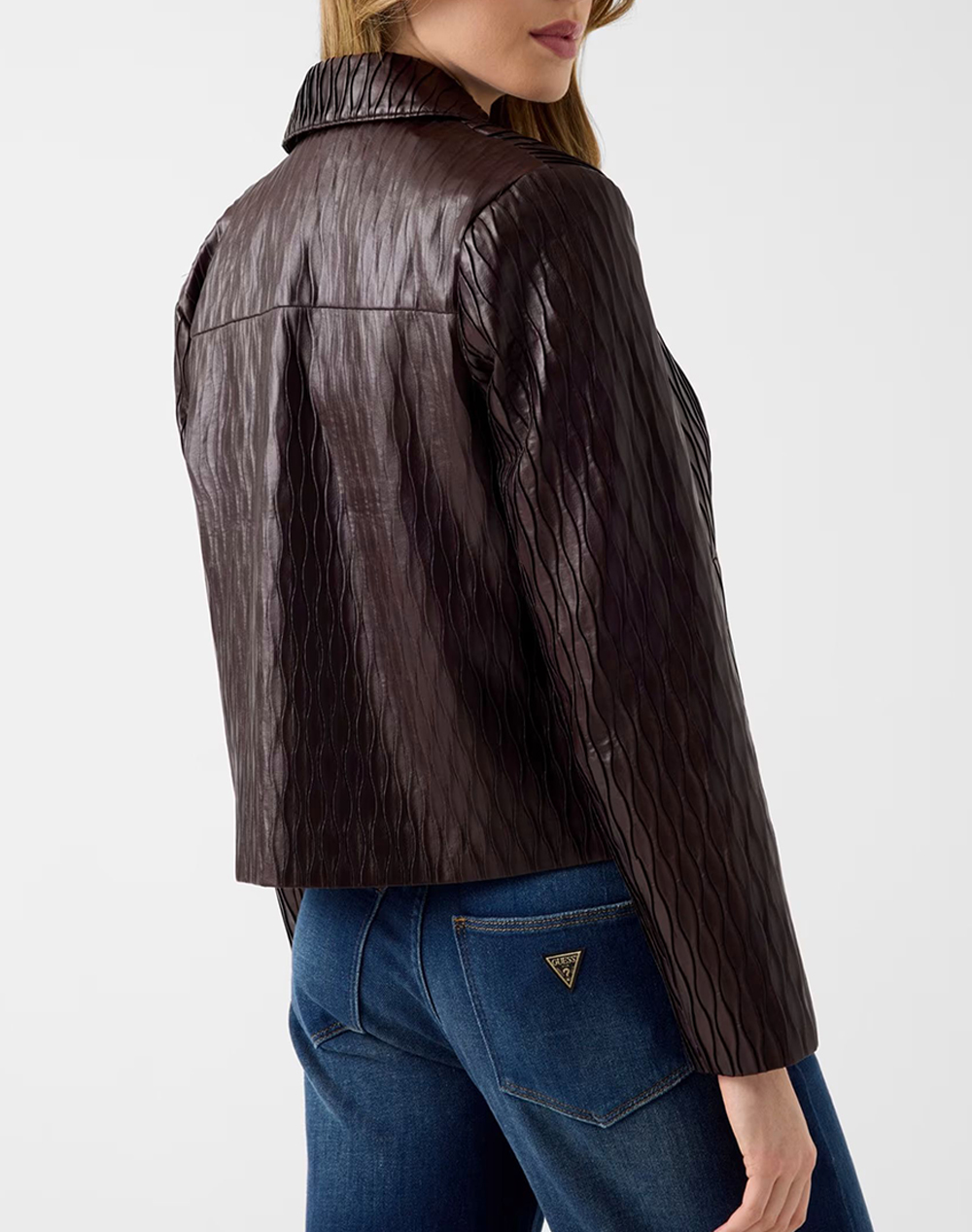 GUESS LS WALKER WAVE PLEATED PU JKT ДАМСКО ЯКЕ