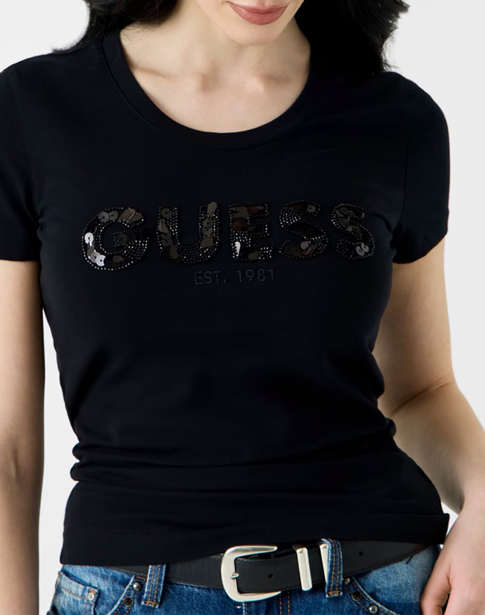 GUESS CN SS LOGO SEGQUINS TEE ДАМСКА БЛУЗА