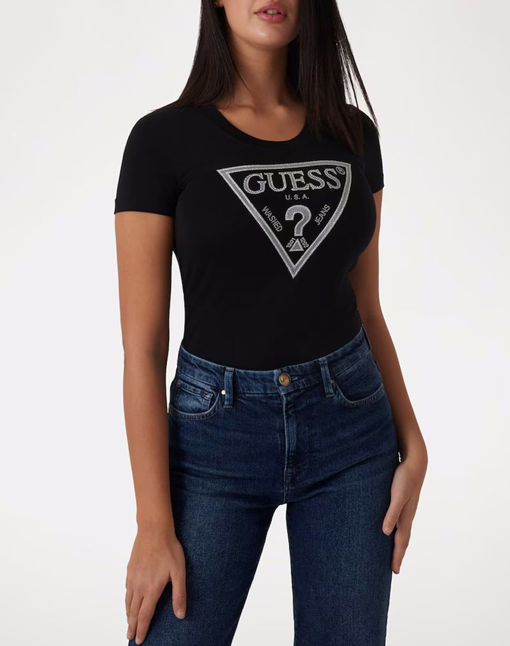 GUESS SS CN SHINY TRIANGLE TEE ДАМСКА БЛУЗА