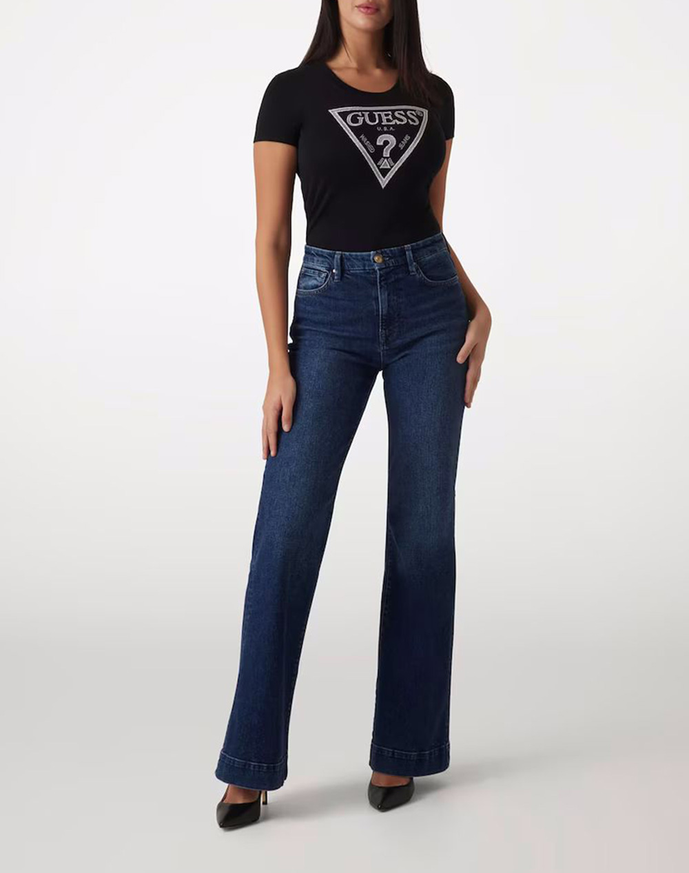 GUESS SS CN SHINY TRIANGLE TEE ДАМСКА БЛУЗА