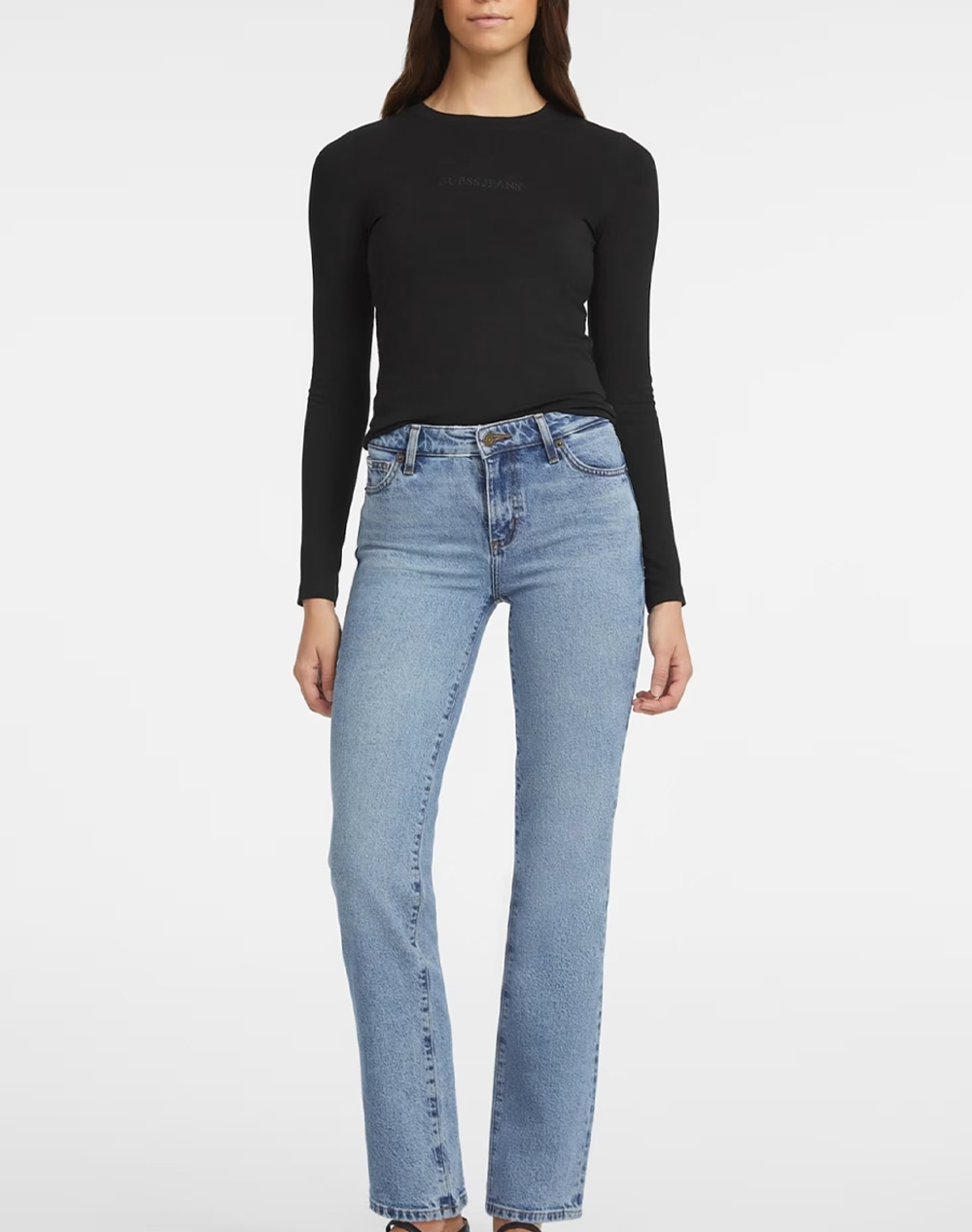 GUESS JEANS GJ LS CN SLIM LOGO EMB TEE ДАМСКА БЛУЗА