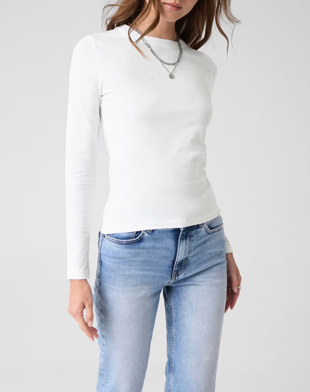 GUESS JEANS GJ LS CN SLIM LOGO EMB TEE ДАМСКА БЛУЗА