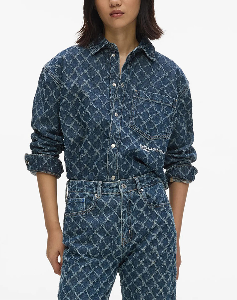 KARL LAGERFELD JEANS KLJ ARGYLE DENIM SHIRT