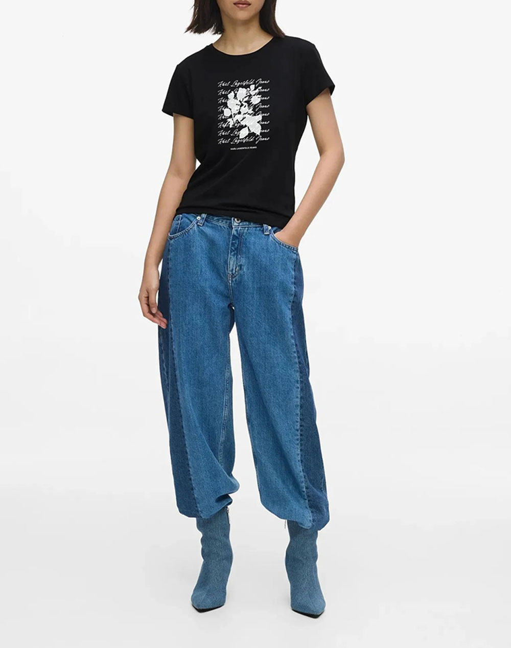 KARL LAGERFELD KLJ SLIM TEE FLOCKED FLORAL