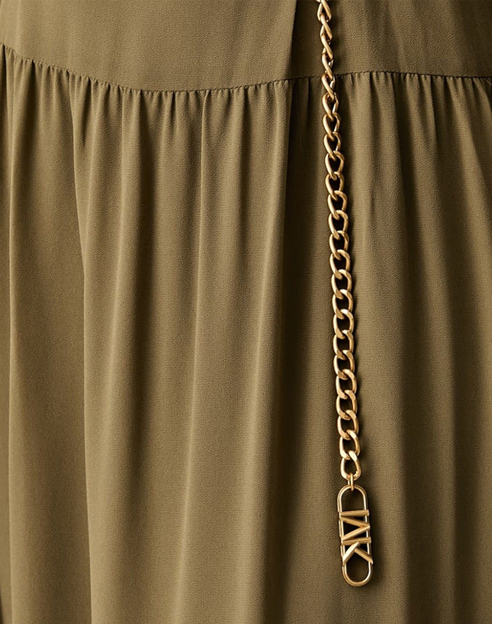 MICHAEL KORS SMOCK TIE NECK MAXI DRESS