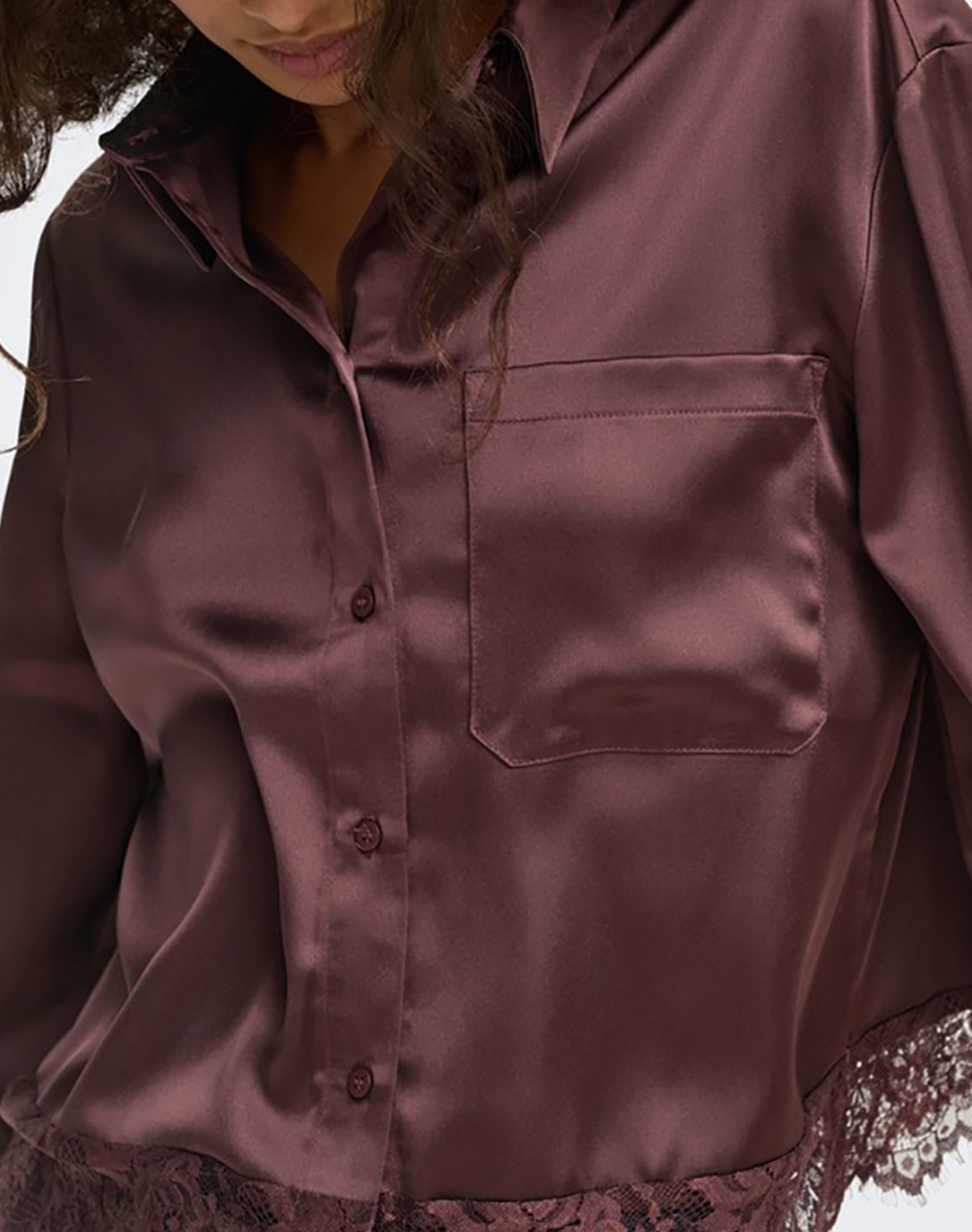 ONLY ONLINDONA L/S SATIN LACE SHIRT WVN