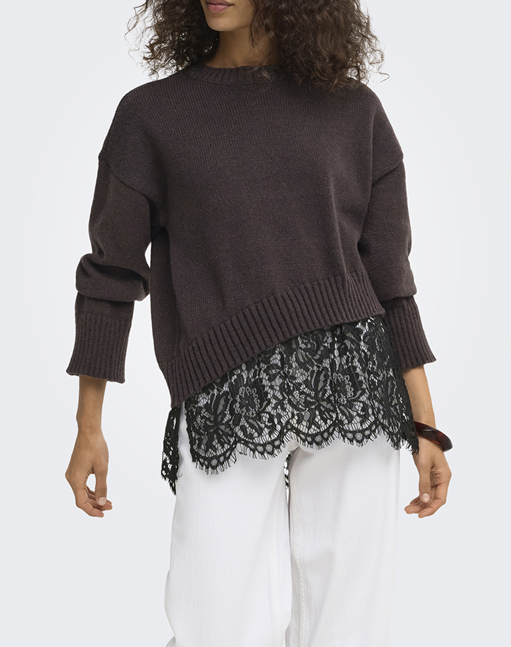 ONLY ONLEVIE LS LACE MIX O-NECK KNT