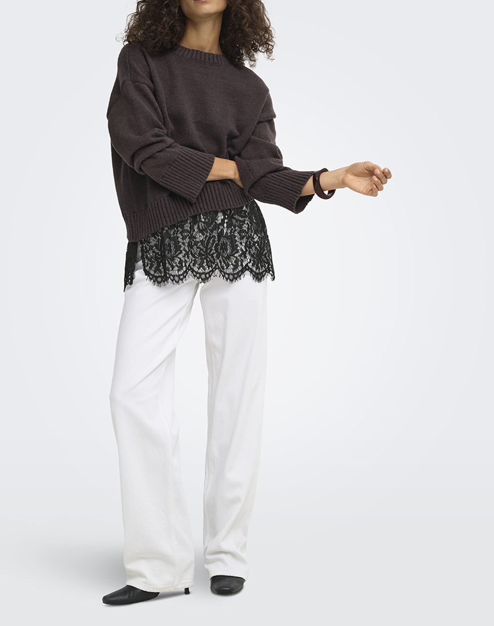 ONLY ONLEVIE LS LACE MIX O-NECK KNT