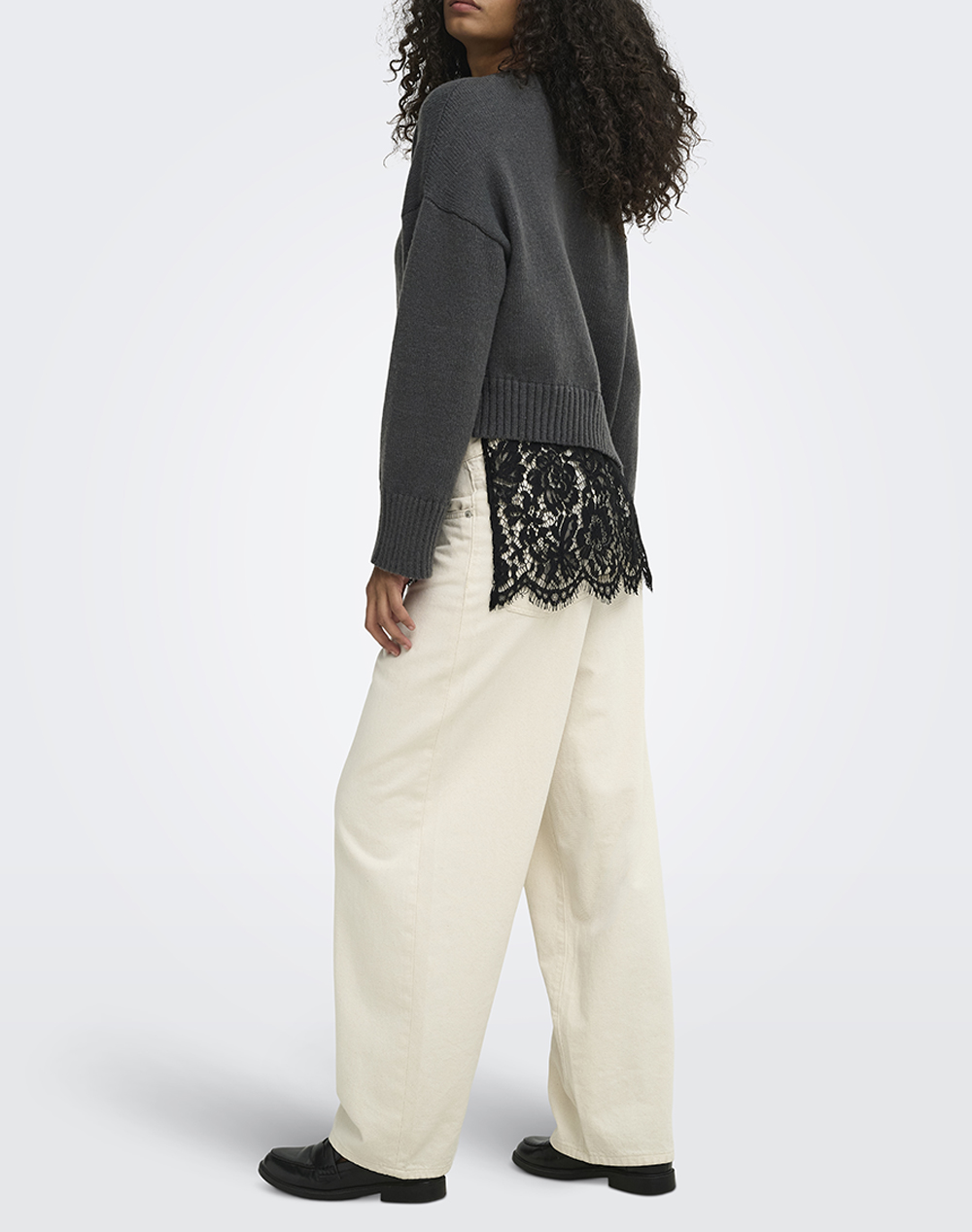 ONLY ONLEVIE LS LACE MIX O-NECK KNT