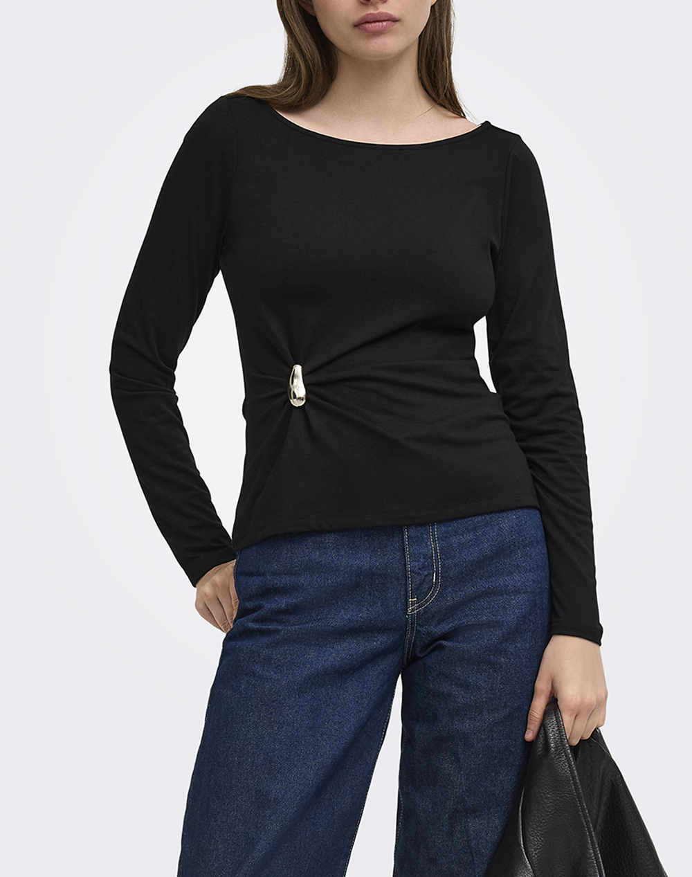 ONLY ONLELENA L/S BOATNECK METAL TOP JRS NOOS