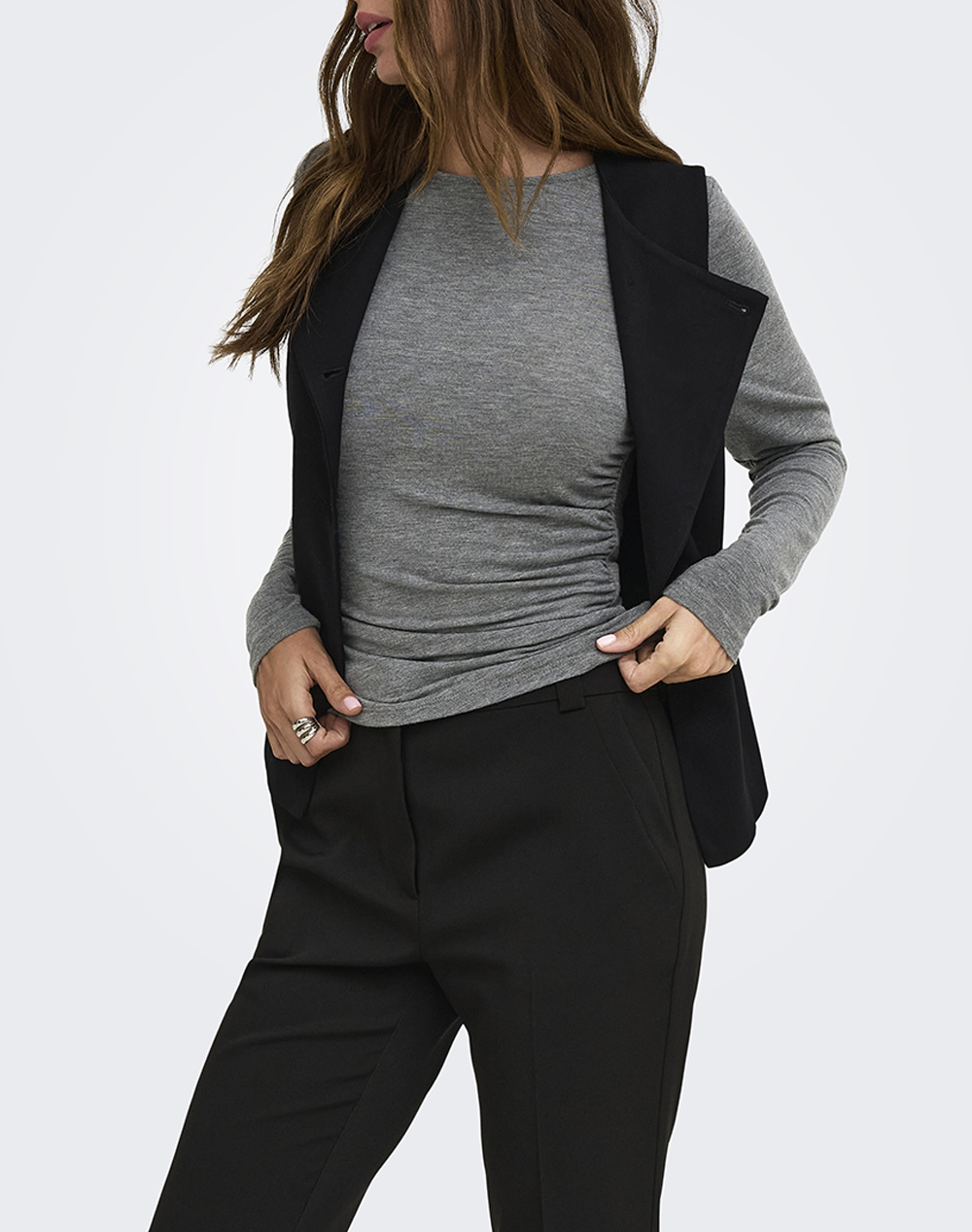 ONLY ONLGLAMOUR L/S RUCHING TOP CC JRS