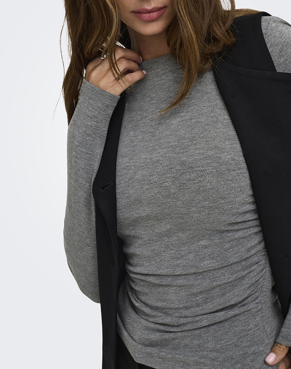 ONLY ONLGLAMOUR L/S RUCHING TOP CC JRS