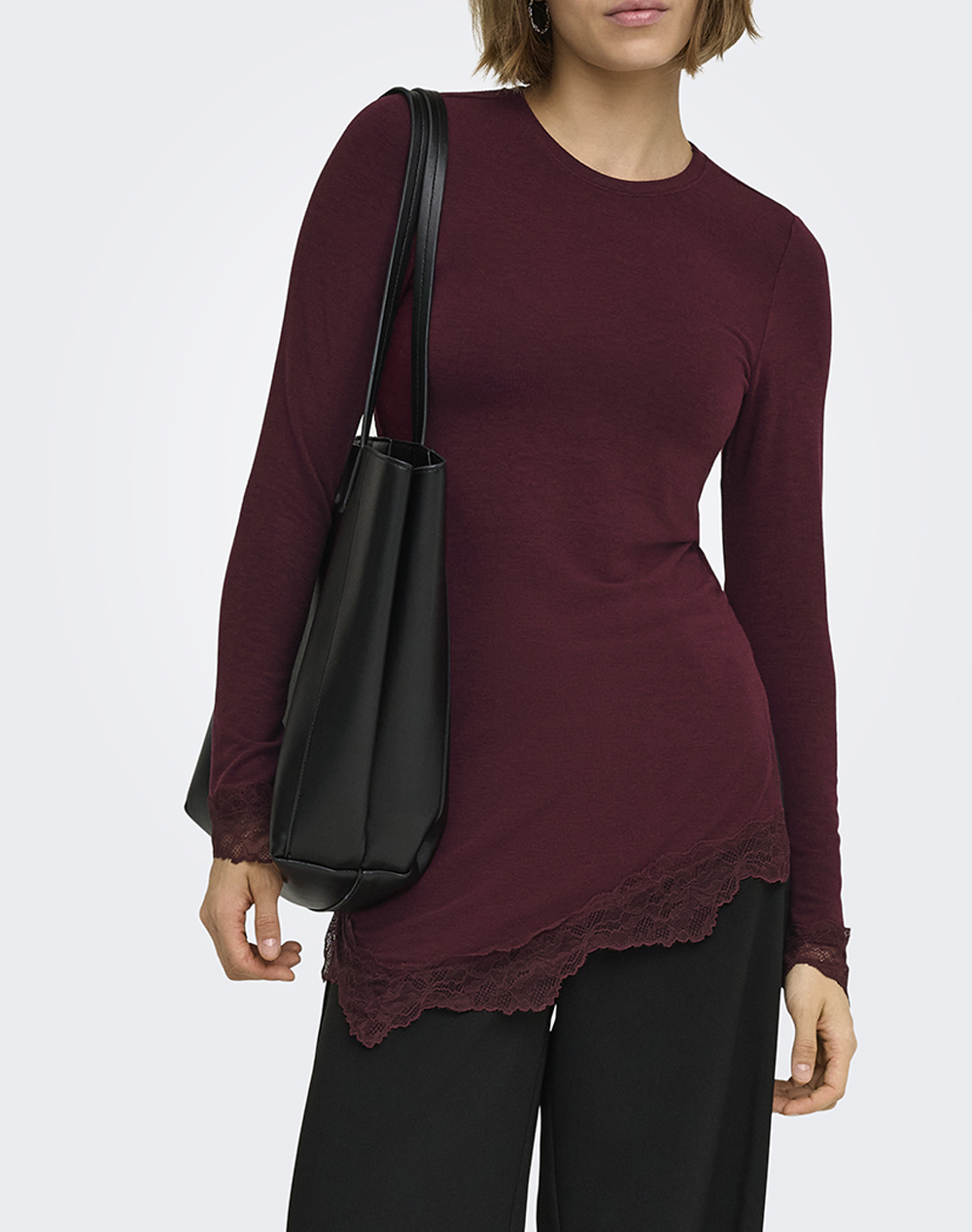 ONLY ONLGLAMOUR L/S LACE DETAIL TOP JRS