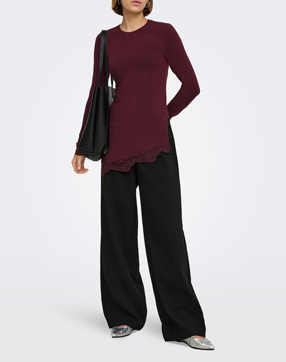 ONLY ONLGLAMOUR L/S LACE DETAIL TOP JRS