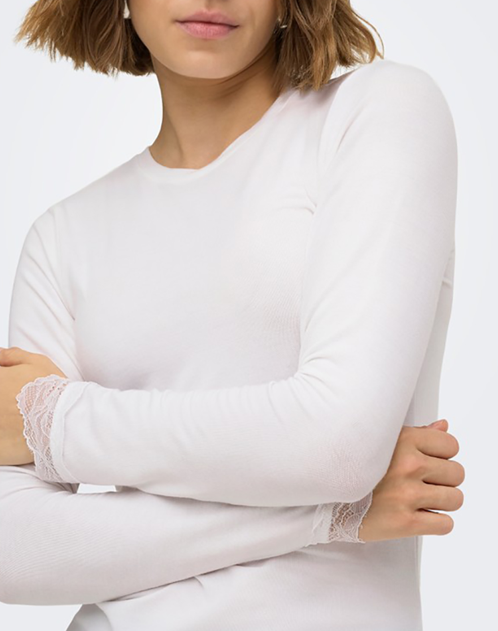 ONLY ONLGLAMOUR L/S LACE DETAIL TOP JRS