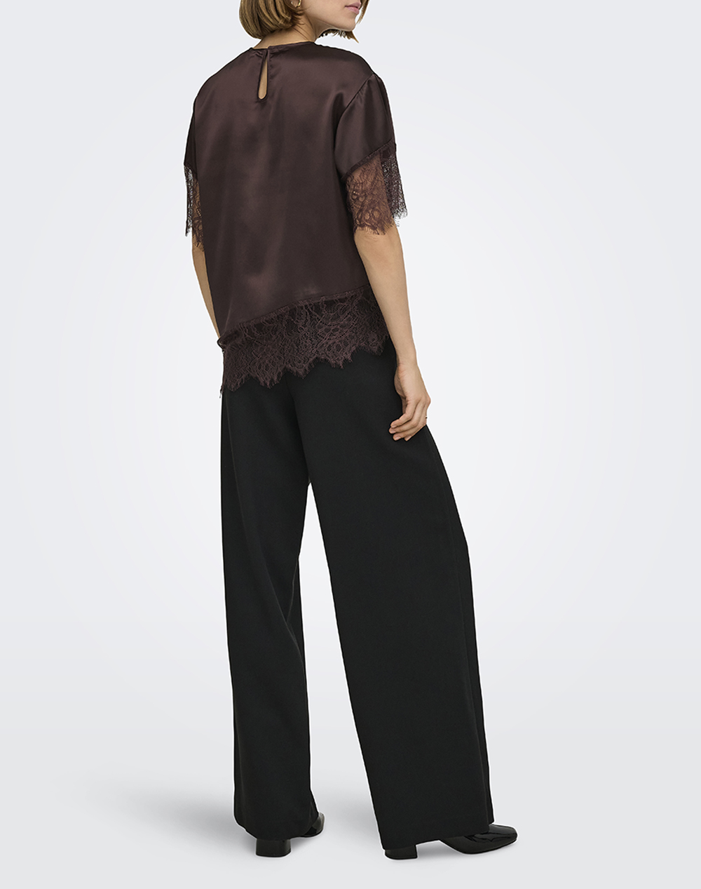 ONLY ONLINDONA 2/4 SATIN LACE TOP WVN