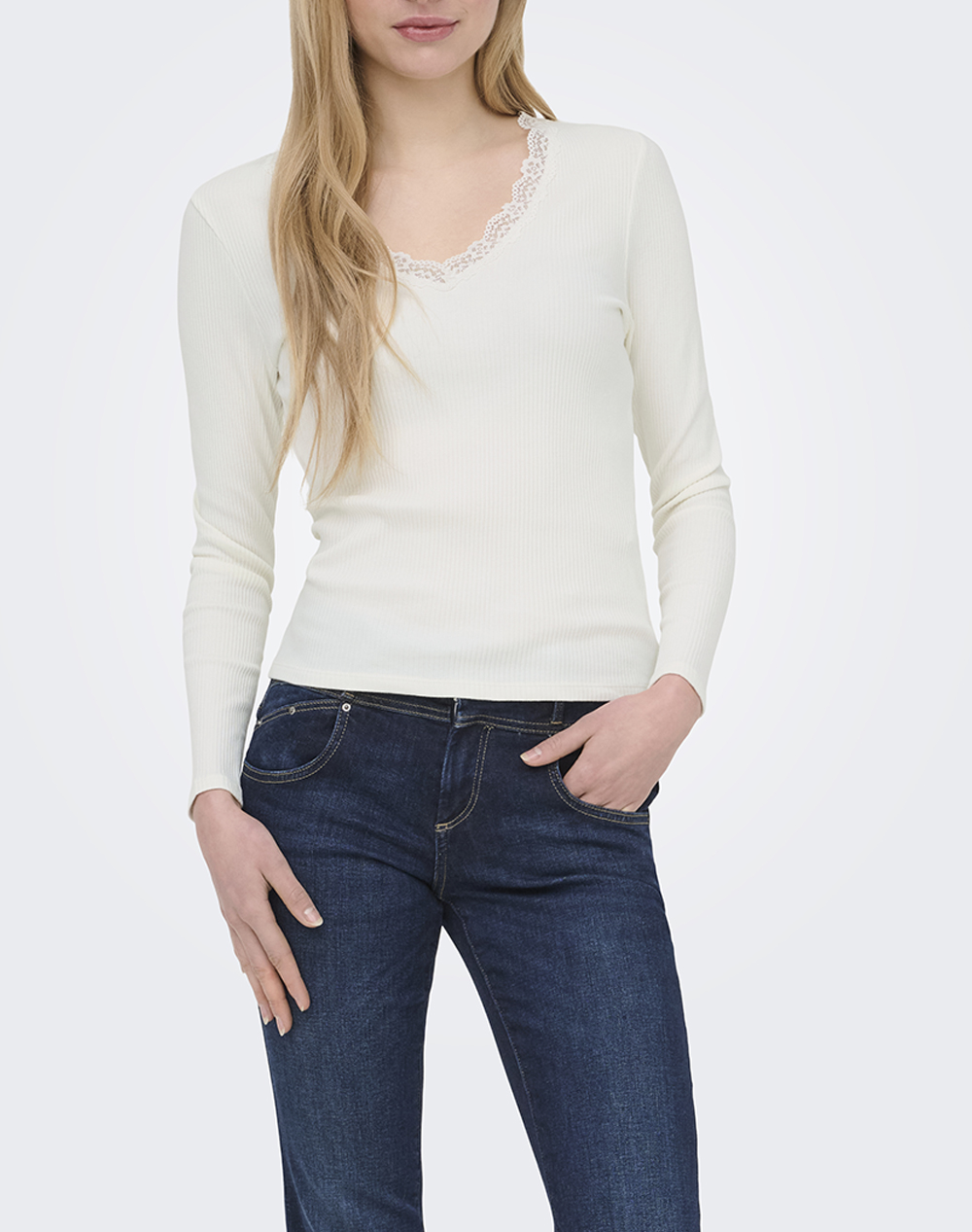 ONLY ONLSARA SHARAI L/S V-NECK TOP JRS NOOS