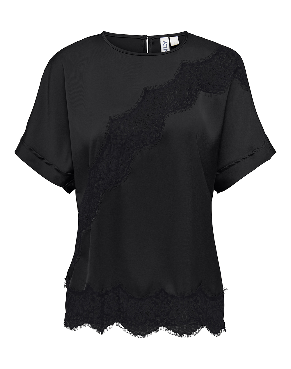 ONLY ONLMENUS SS LACE SATIN TOP WVN
