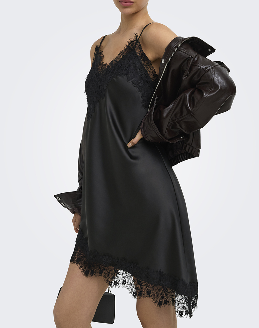 ONLY ONLINDONA STRAP SATIN LACE DRESS WVN
