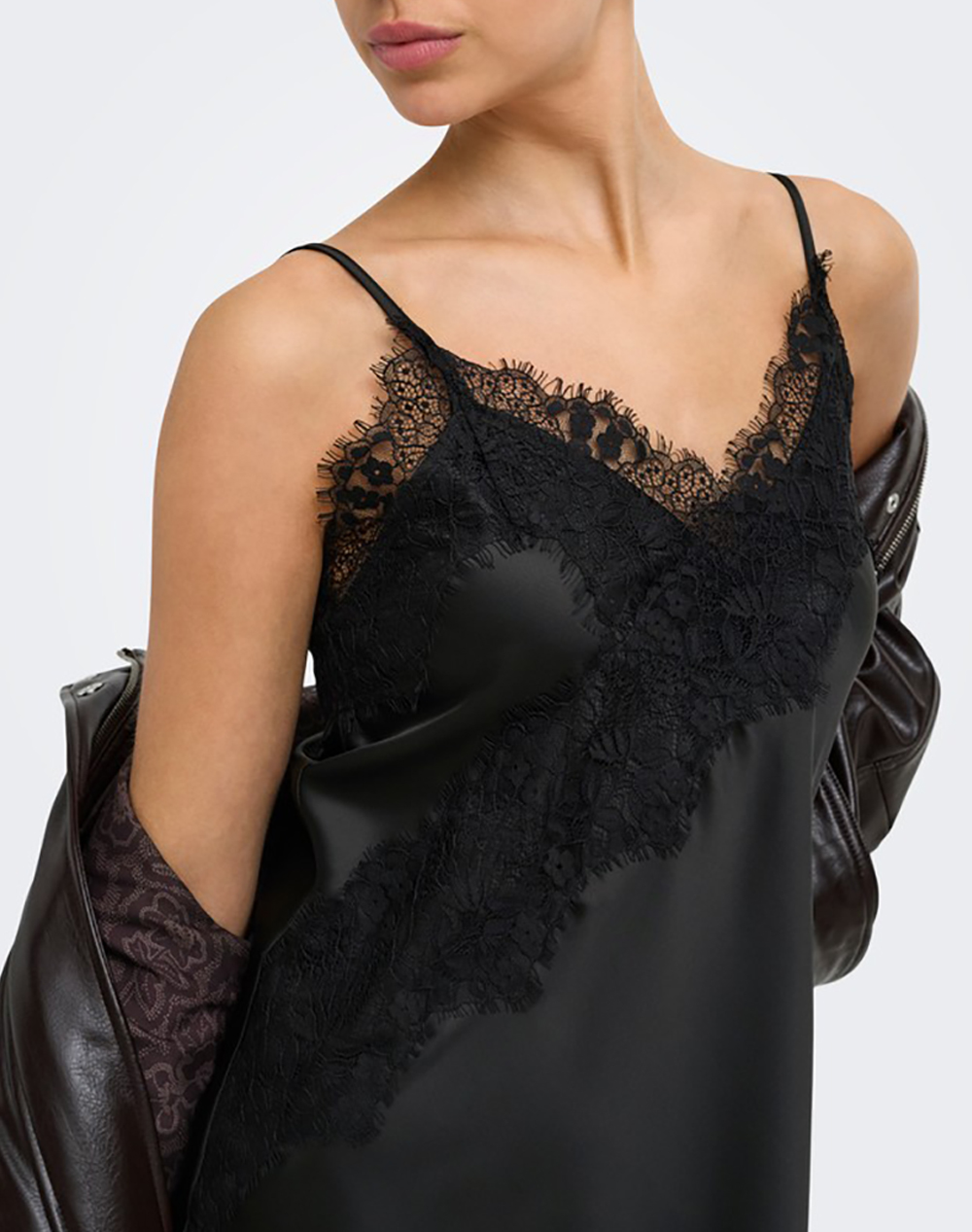 ONLY ONLINDONA STRAP SATIN LACE DRESS WVN