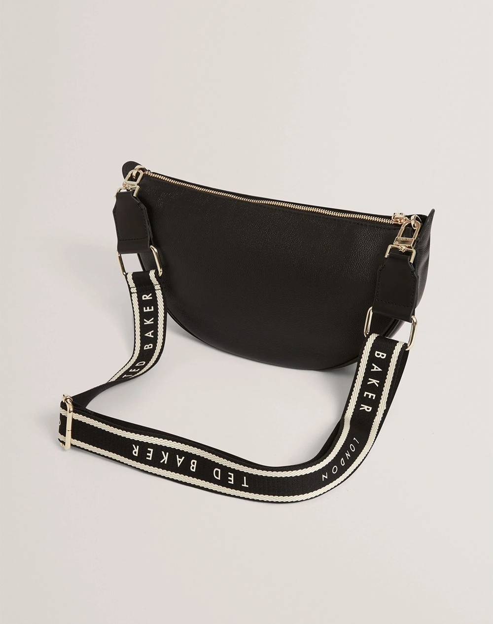 TED BAKER LORREEN Webbing Leather Half Moon Crossbody Bag