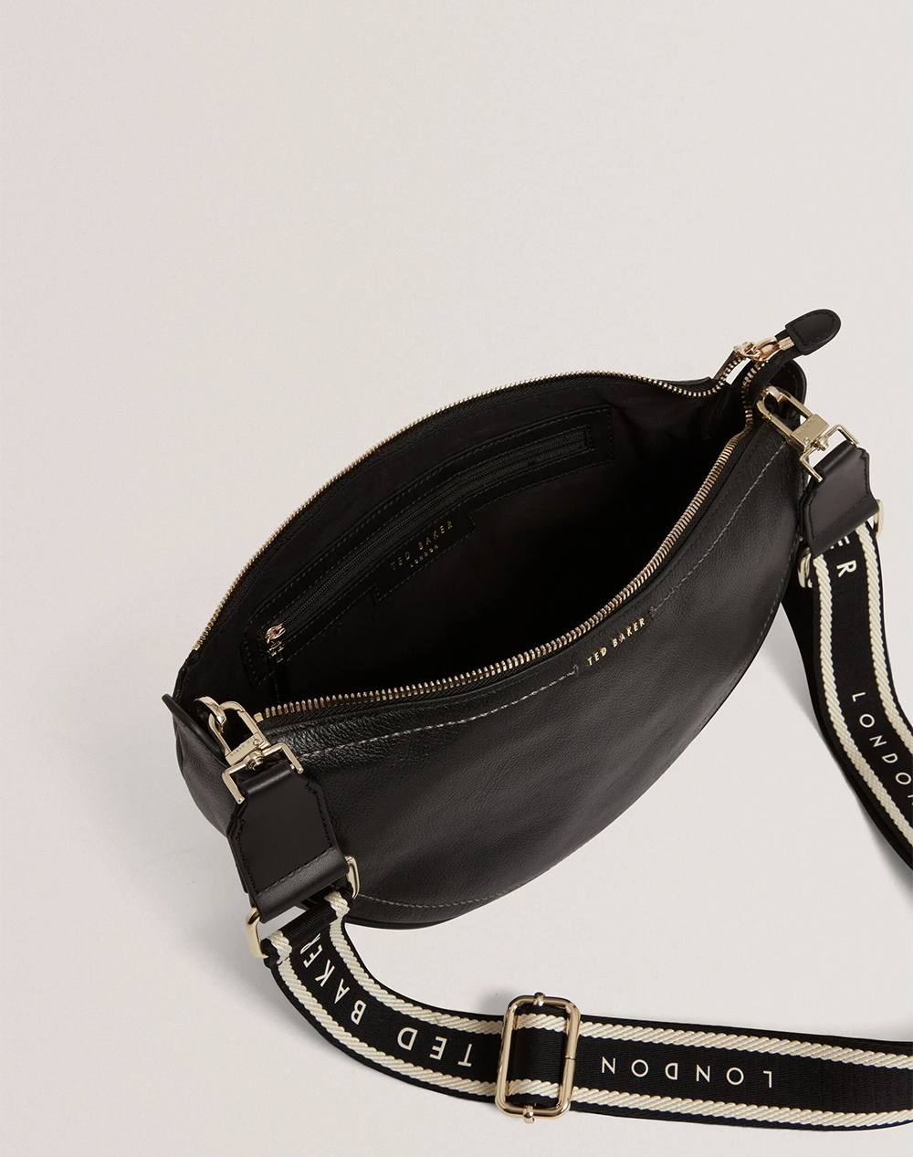 TED BAKER LORREEN Webbing Leather Half Moon Crossbody Bag
