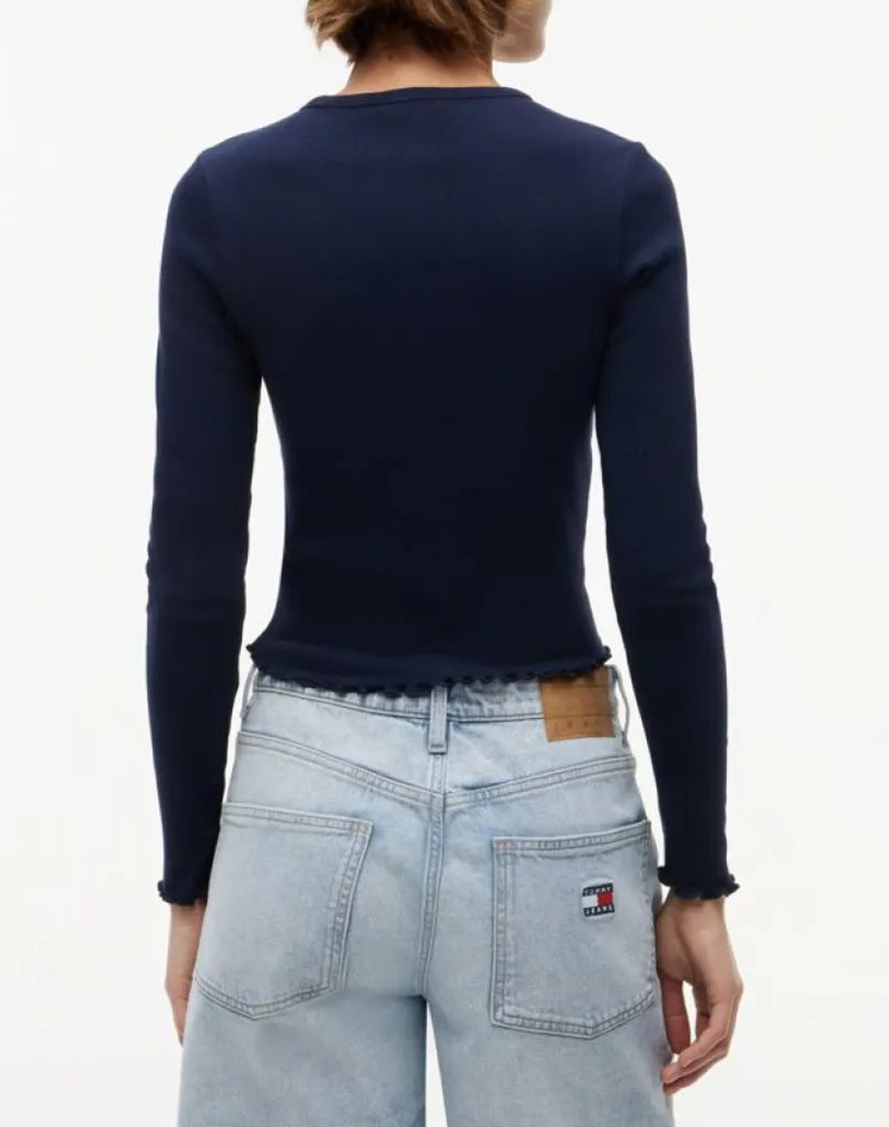 TOMMY JEANS TJW SLIM SH LETTUCE EDGE RIB LS