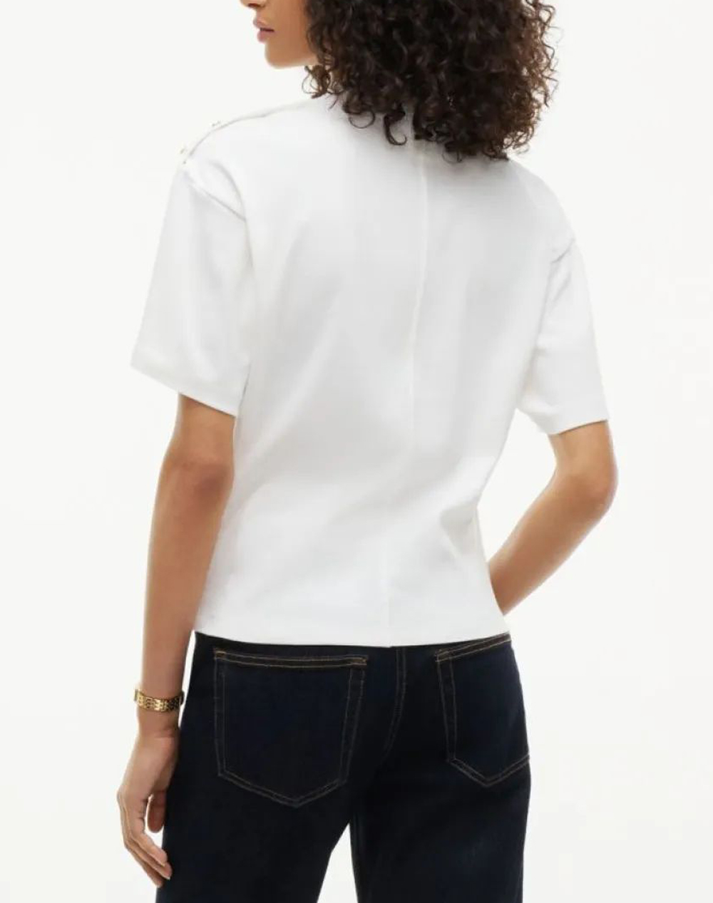TOMMY HILFIGER GOLD BUTTON HIGH-NK S/S TEE