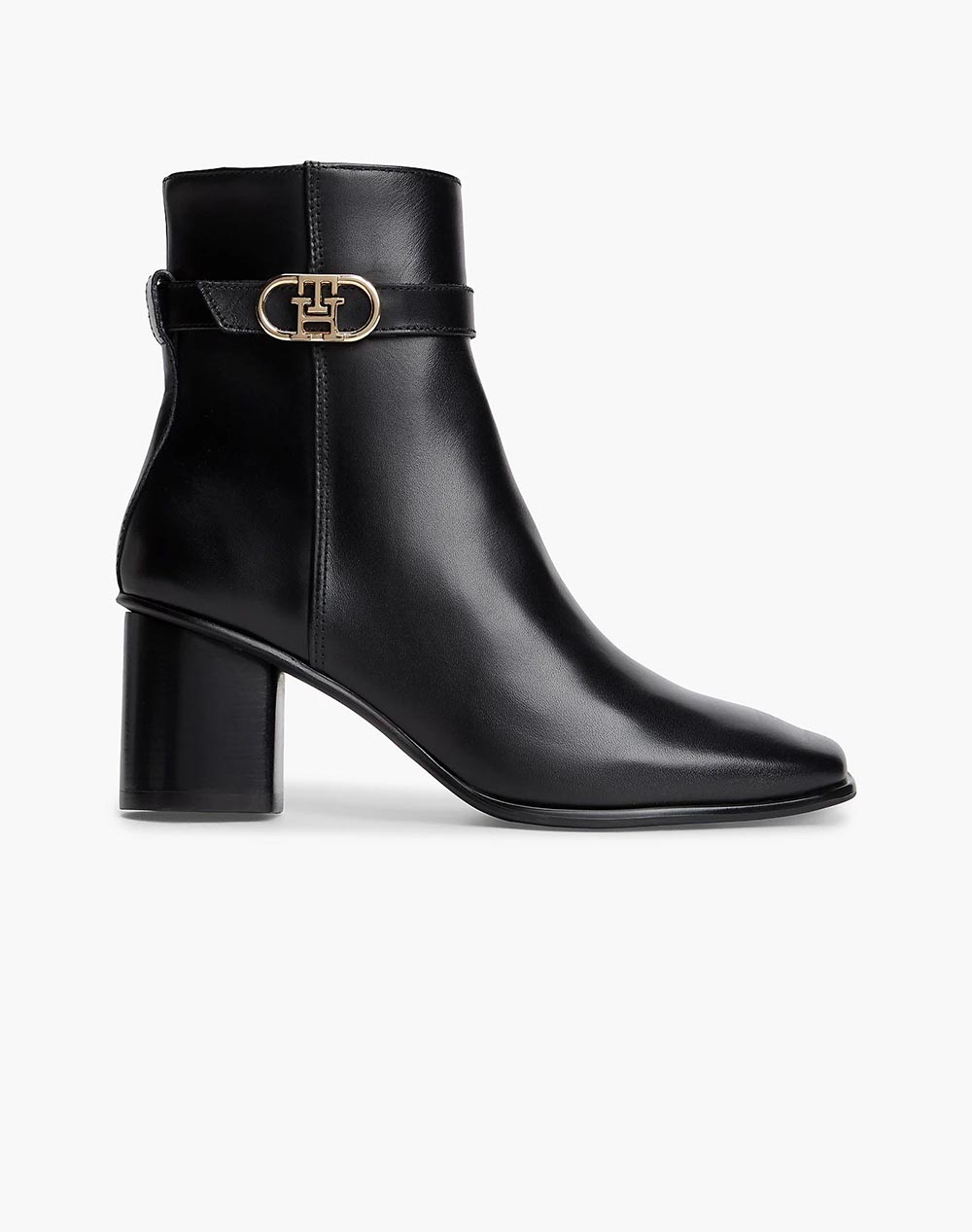 TOMMY HILFIGER TH STRAP LEATHER BLOCK HEEL BOOT